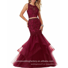 Vestido De Novia 2017 De duas peças Beading Ruffled Crystal Wine Red Prom Dresses MP2177